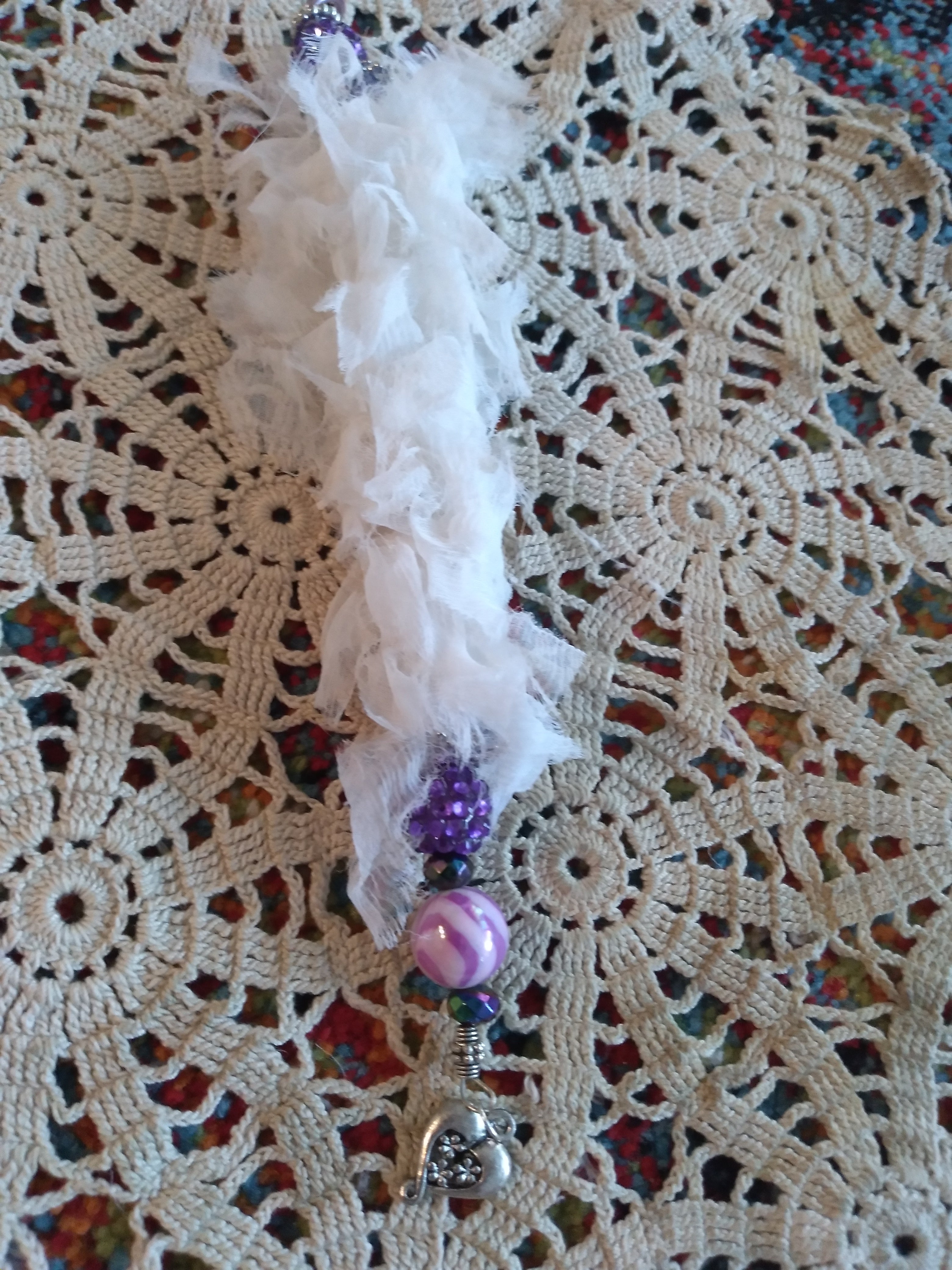 Bead Dangle--Heart Charm and Purple Top Bead