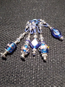 Bead Dangles with Blue Beads and Silver Accents--Set of 5