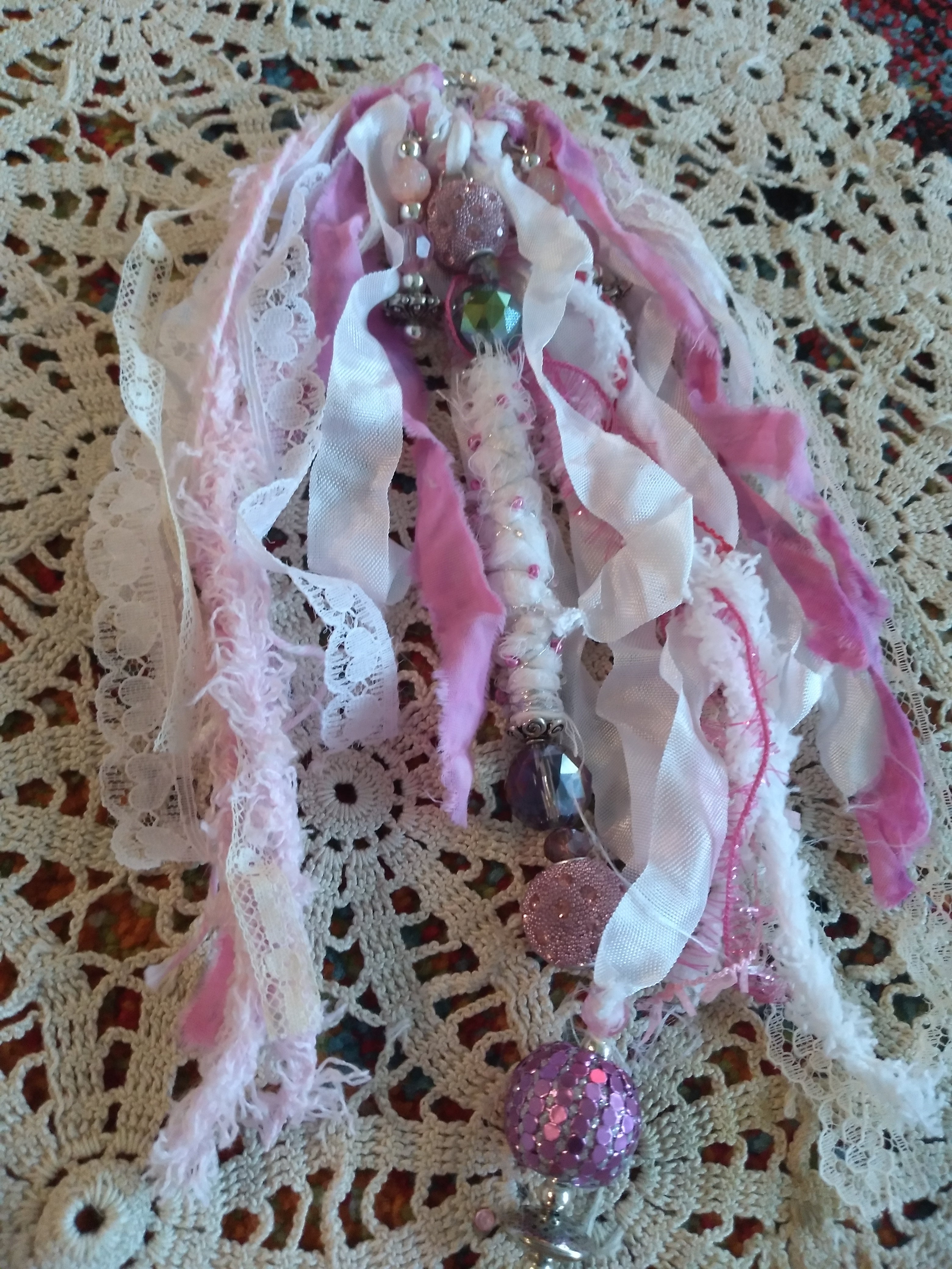 Beaded Spine Dangle in Pink