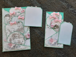 Junk Journal Book Page with Tags and a Separate Tag in Teal
