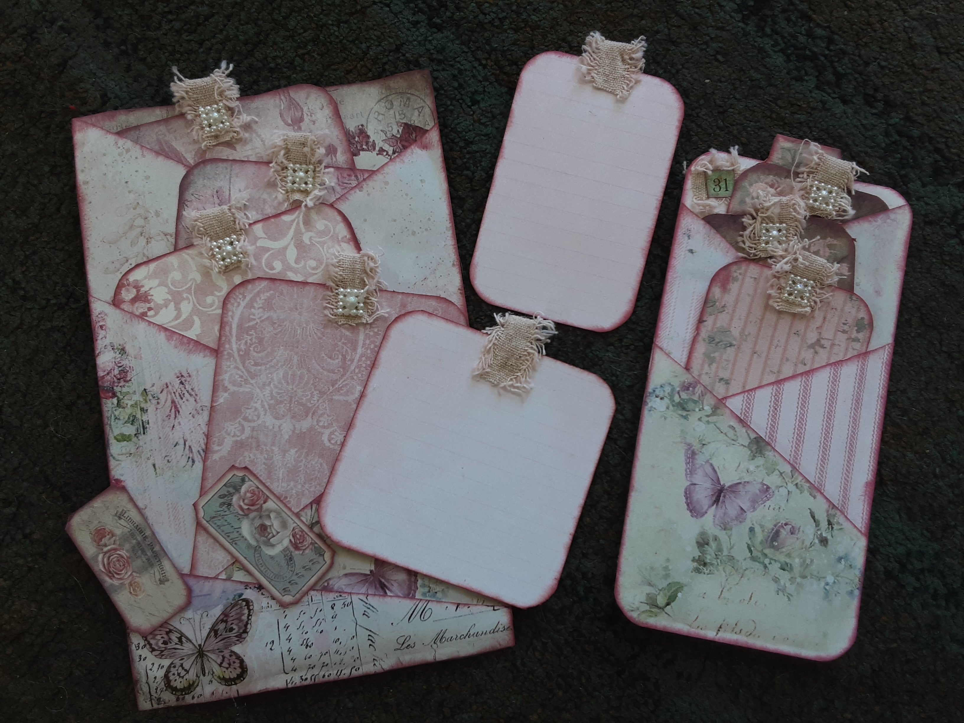 Junk Journal Book Page with Tags and Separate Tag--Pink