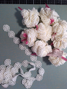 Long Strip of Lace Flowers in Cream--50"