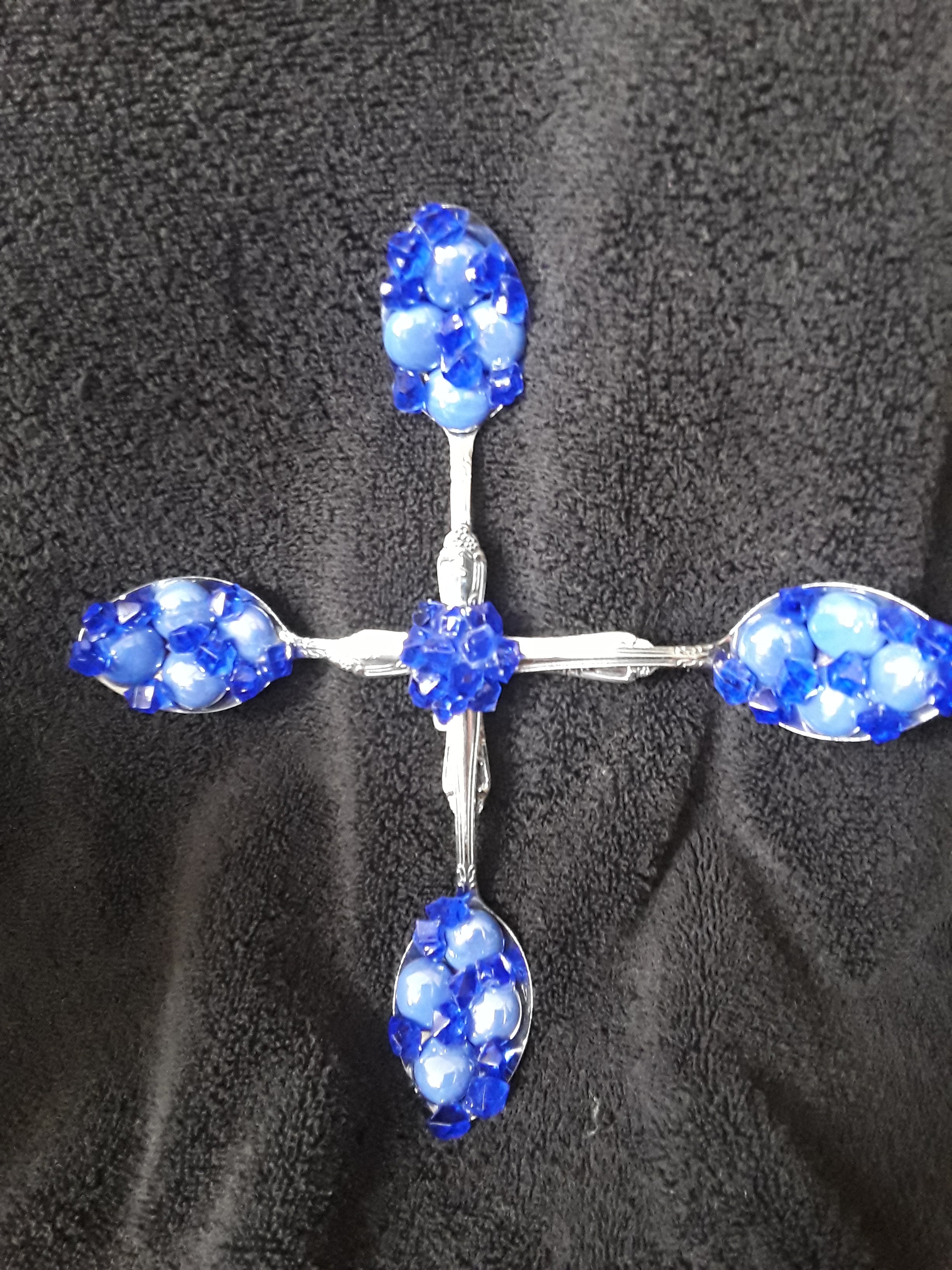 Beautiful Spoon Cross Embellished in Blue