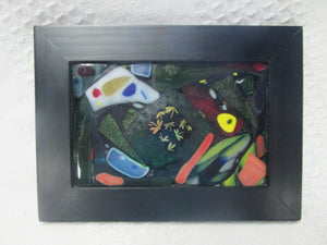 Fused Glass Framed Abstract Art Piece
