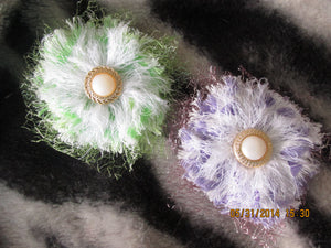 Handmade Fabric and Tulle Flowers--Purple and Green