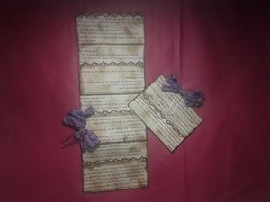 Three Pocket Folded Book Page--Set of 2--With Purple Ribbon Paperclips