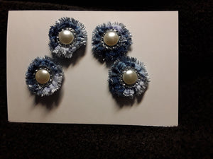 Four Little Button Flowers in Blue