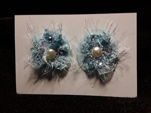 Two Small Lace Flowers in Blue