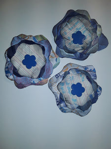 Hand-Cut Paper Flowers in Blue