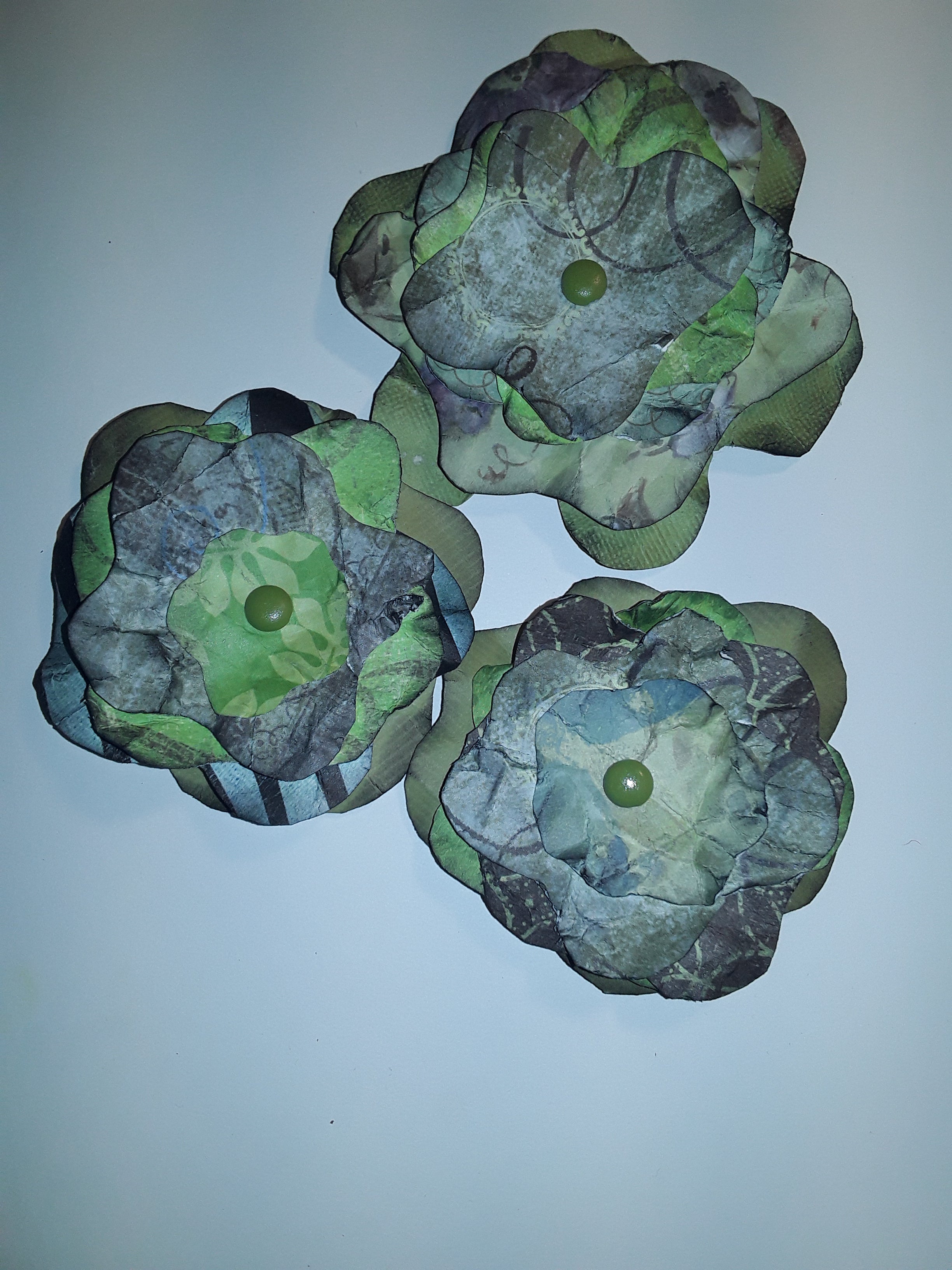 Hand-Cut Paper Flowers in Green