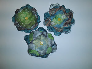Hand-Cut Paper Flowers in Green and Teal