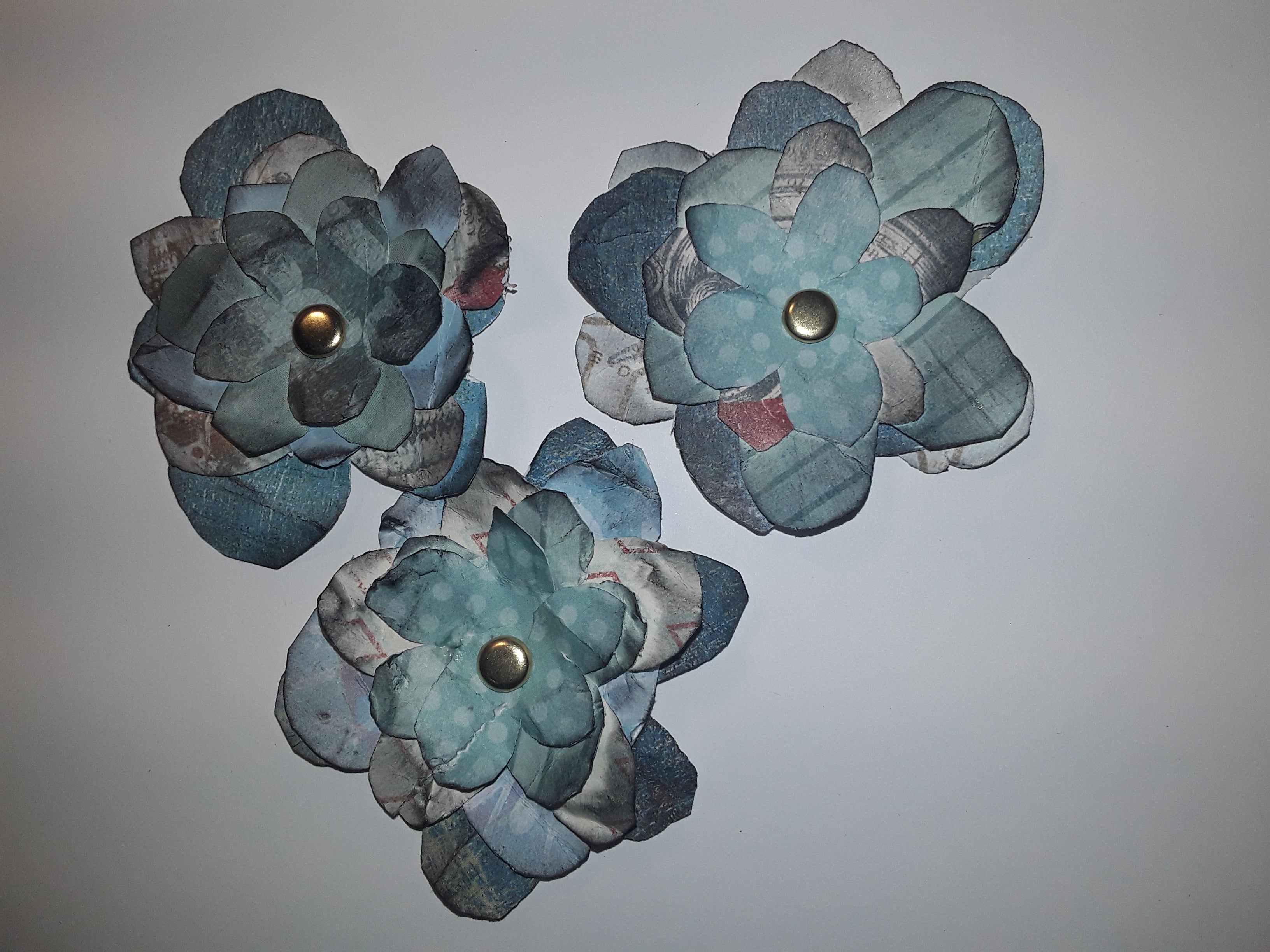 Hand-Cut Paper Flowers in Teal