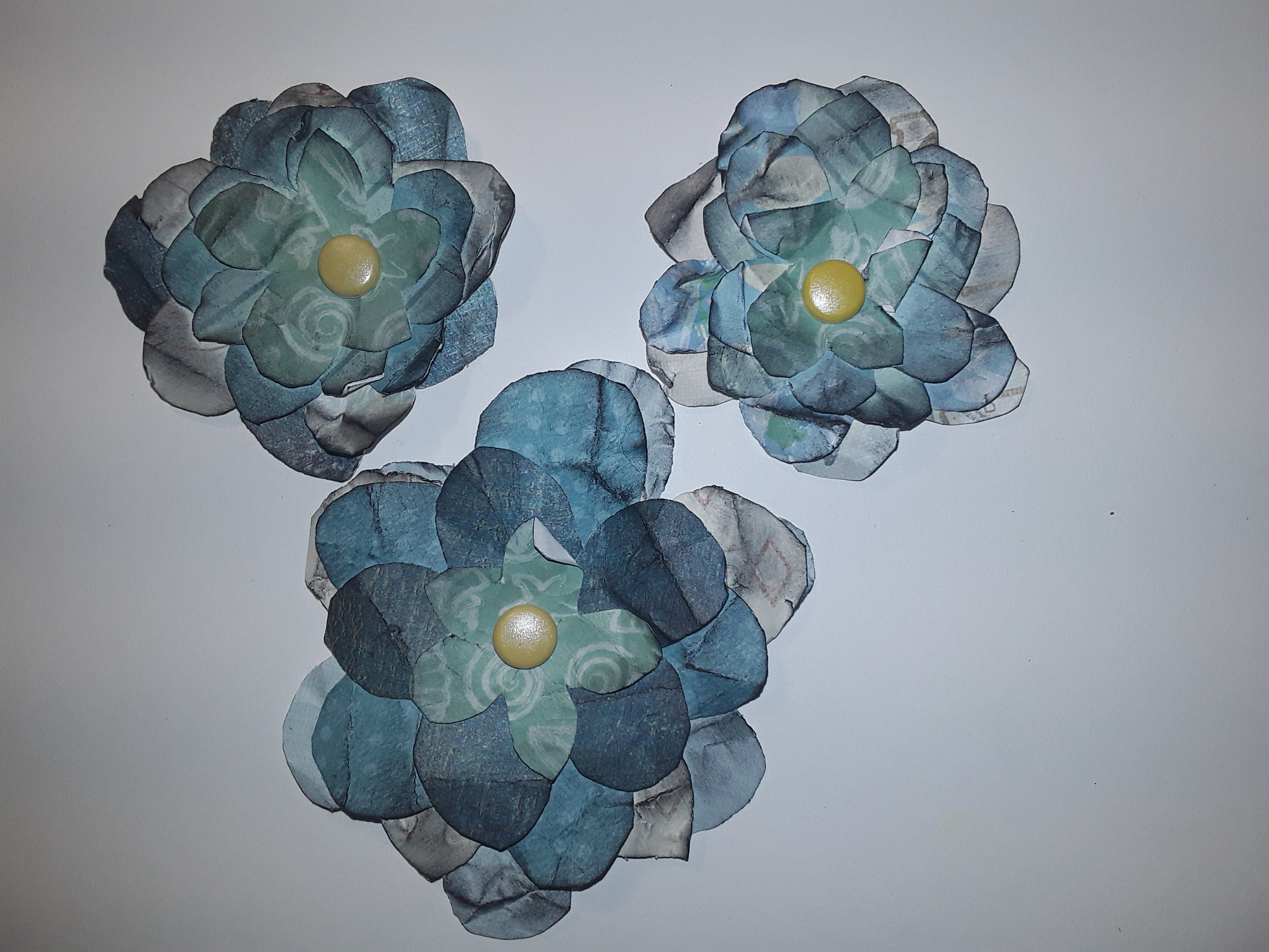 Hand-Cut Paper Flowers in Teal