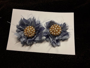 Two Periwinkle Blue Satin Flowers