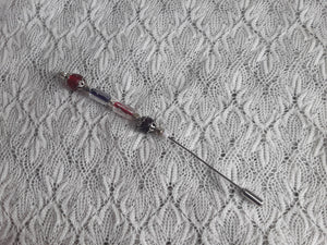 Stick Pin with Red and Purple Elongated Beads