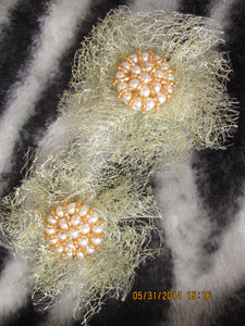 Two Gold Tulle Flowers